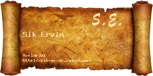 Sik Ervin névjegykártya